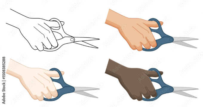 ハサミを持つ手