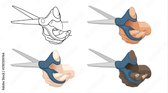 ハサミを持つ手