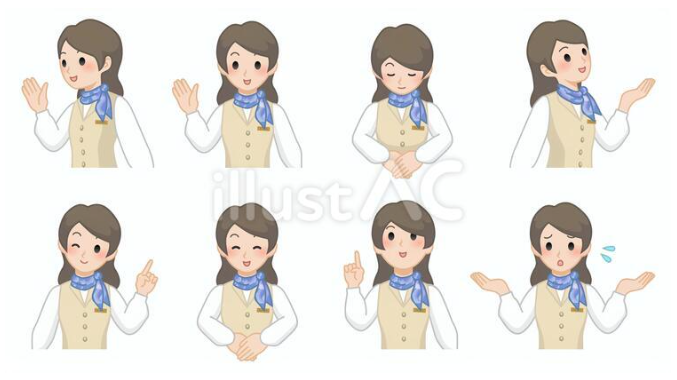 スカーフをした受付女性