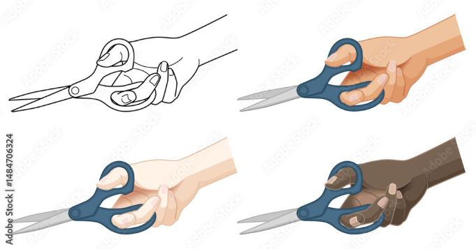 ハサミを持つ手