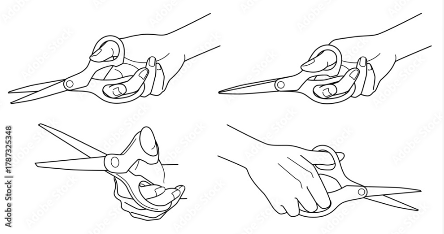 ハサミを持つ手