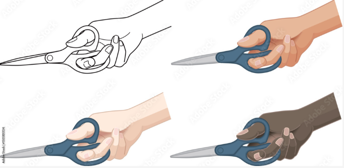 ハサミを持つ手