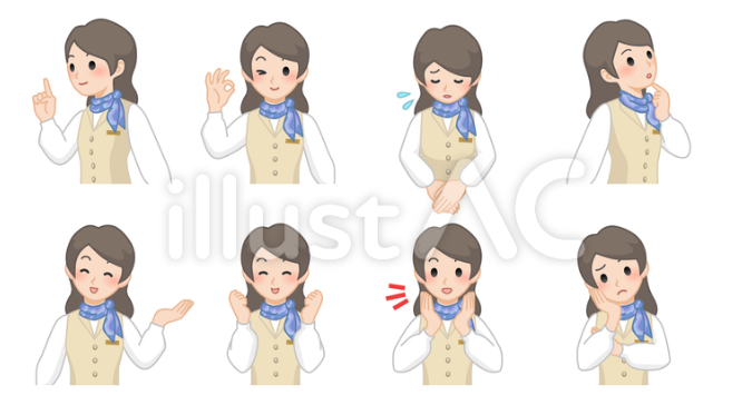 スカーフをした受付女性のイラスト