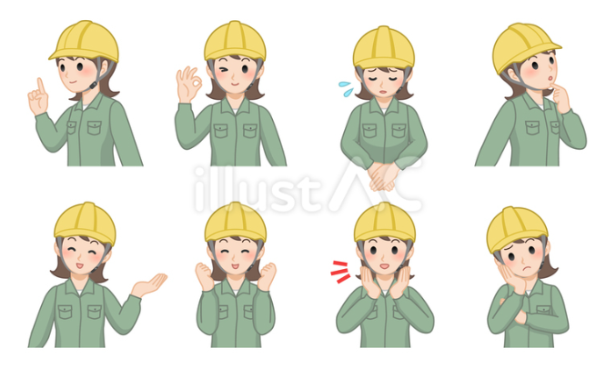 ヘルメットをかぶった女性