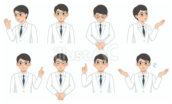 白衣で眼鏡の男性