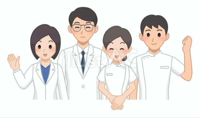 医療スタッフが集合しているイラスト